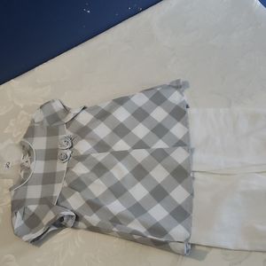 Girls 24 Month gray/white check shirt with white linen pants set. NWT